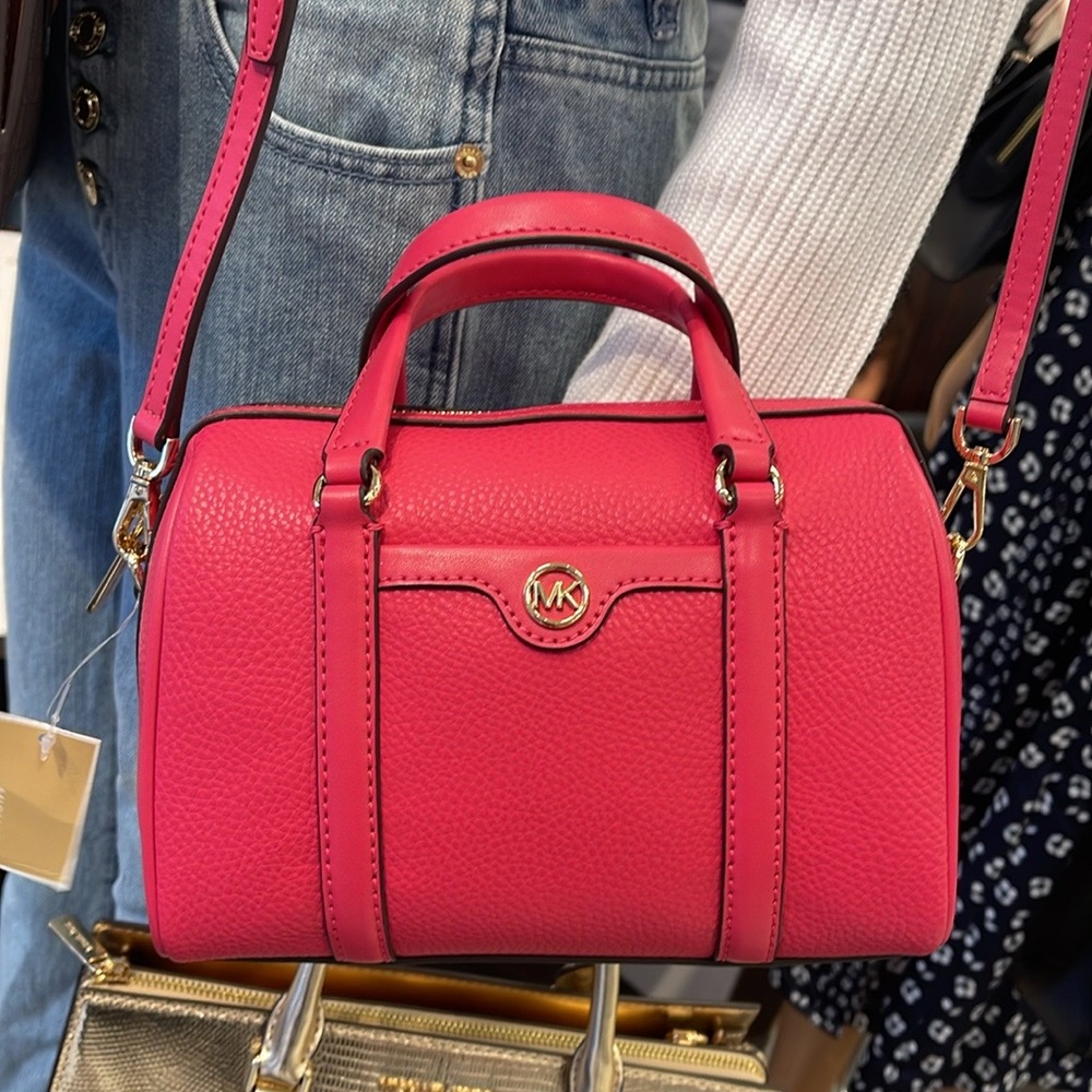 Michael Kors Travel Small Duffle Leather Crossbody Satchel Electric Pink
NWT